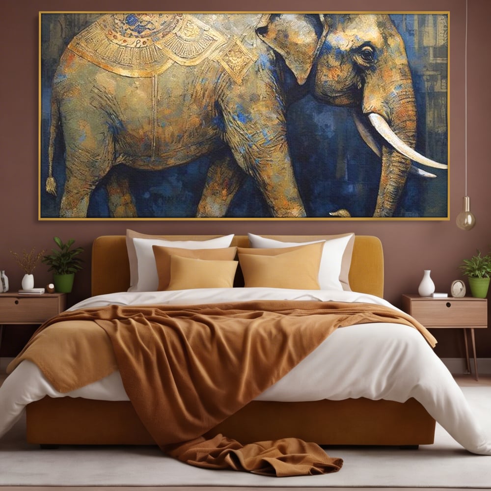 Leinwand Wandbilder Premium, LuxCanva® M1305, Orientalischer Tanz, Heilig, Talisman, Symbole, Elefant, Gold, Profil, Geist, Künstlerisch, Fang, Kultur, Tier, Büro, Wohnen, Wohnzimmer, Kinderzimmer