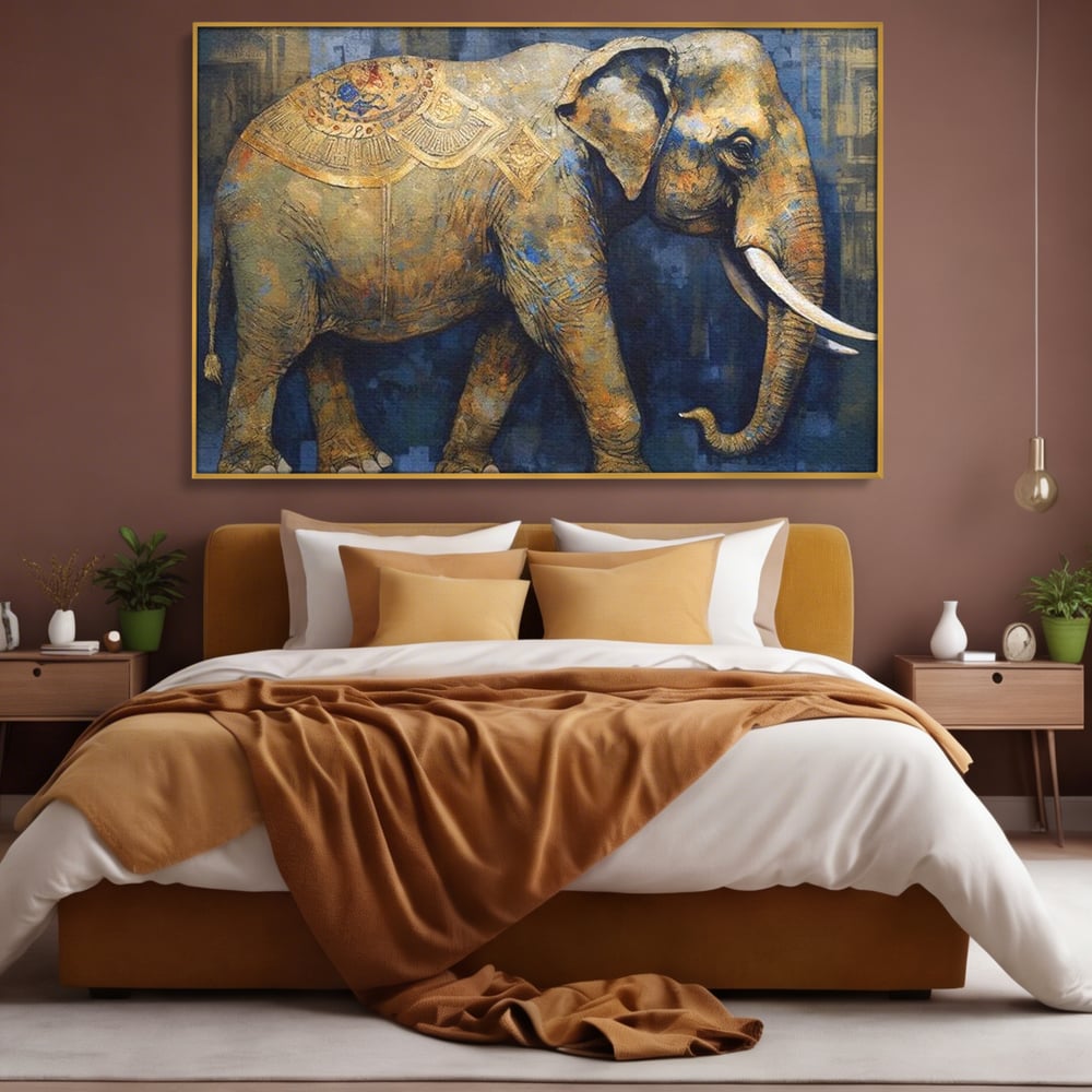 Leinwand Wandbilder Premium, LuxCanva® M1305, Orientalischer Tanz, Heilig, Talisman, Symbole, Elefant, Gold, Profil, Geist, Künstlerisch, Fang, Kultur, Tier, Büro, Wohnen, Wohnzimmer, Kinderzimmer