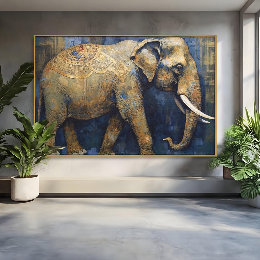 Leinwand Wandbilder Premium, LuxCanva® M1305, Orientalischer Tanz, Heilig, Talisman, Symbole, Elefant, Gold, Profil, Geist, Künstlerisch, Fang, Kultur, Tier, Büro, Wohnen, Wohnzimmer, Kinderzimmer
