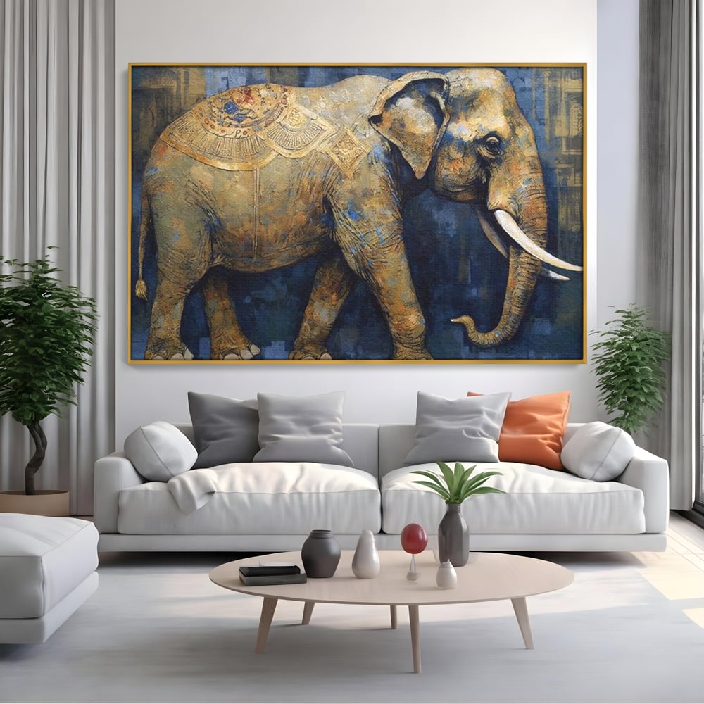 Leinwand Wandbilder Premium, LuxCanva® M1305, Orientalischer Tanz, Heilig, Talisman, Symbole, Elefant, Gold, Profil, Geist, Künstlerisch, Fang, Kultur, Tier, Büro, Wohnen, Wohnzimmer, Kinderzimmer