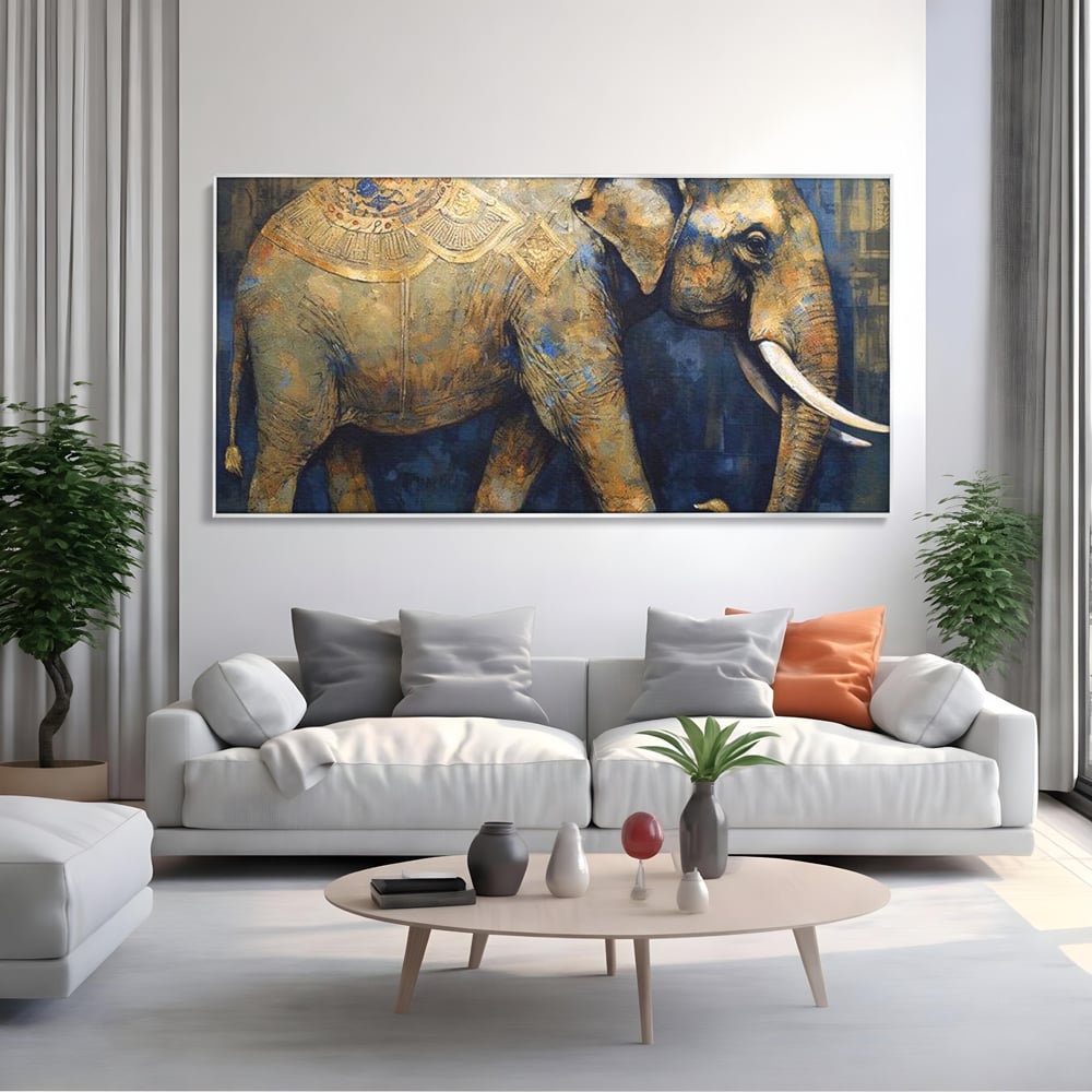 Leinwand Wandbilder Premium, LuxCanva® M1305, Orientalischer Tanz, Heilig, Talisman, Symbole, Elefant, Gold, Profil, Geist, Künstlerisch, Fang, Kultur, Tier, Büro, Wohnen, Wohnzimmer, Kinderzimmer