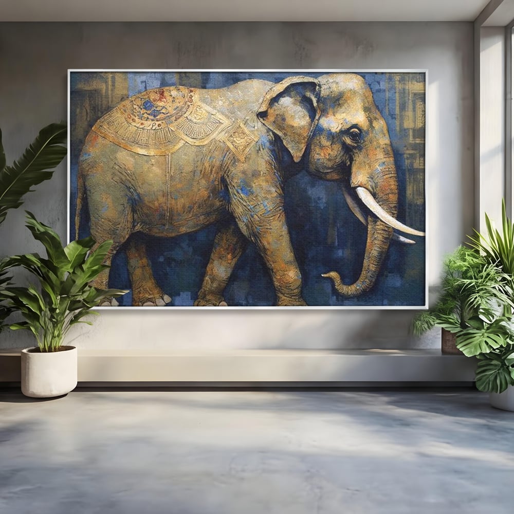 Leinwand Wandbilder Premium, LuxCanva® M1305, Orientalischer Tanz, Heilig, Talisman, Symbole, Elefant, Gold, Profil, Geist, Künstlerisch, Fang, Kultur, Tier, Büro, Wohnen, Wohnzimmer, Kinderzimmer