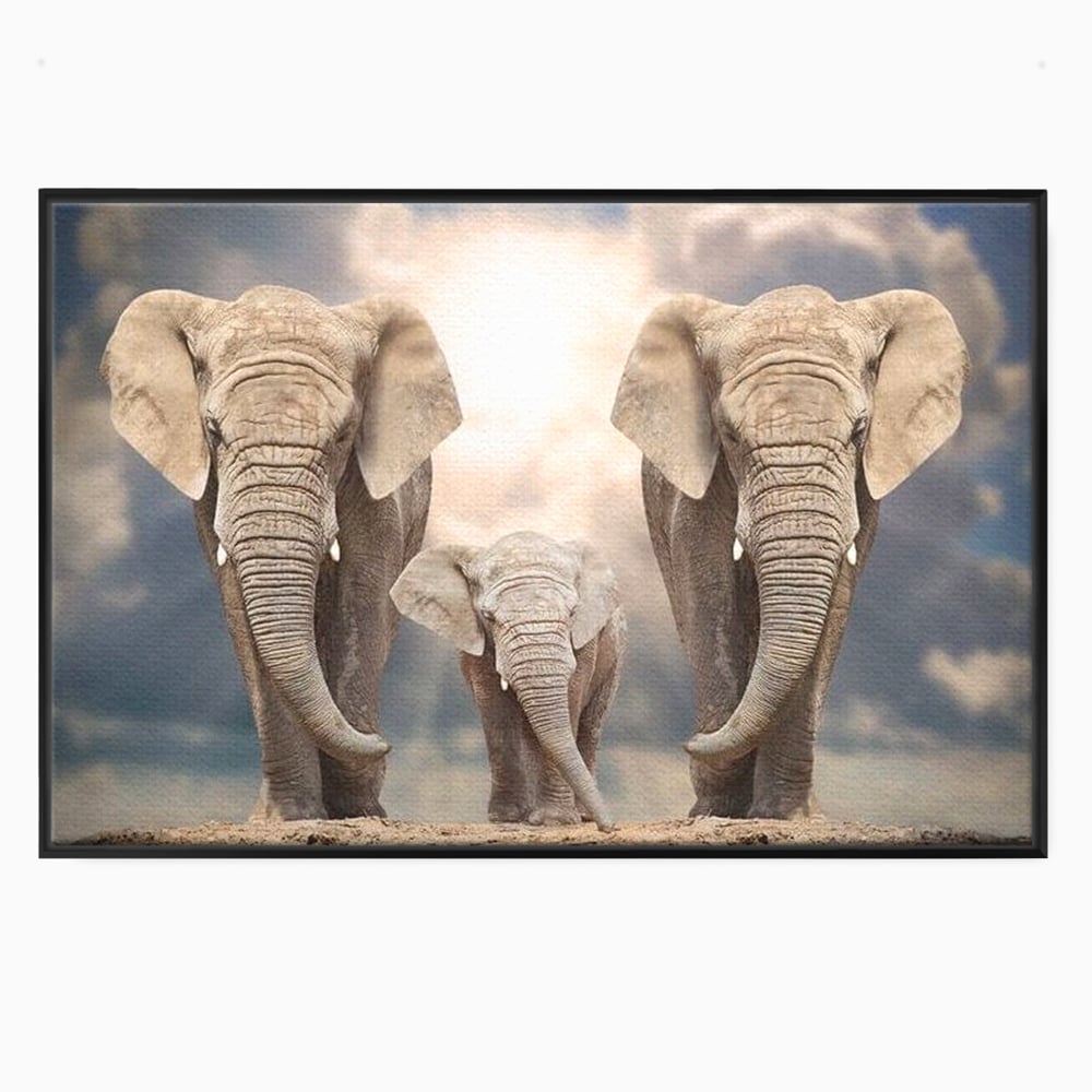 Leinwand Wandkunst Canvas Wandkunst Premium, LuxCanva® M1306, Weiß F Stoßzähne, Gruppe, Licht, Elefanten, Natur, Sonnenaufgang, Erde, Straße, Bewegung, Familie, Huhn, Büro, Wohnen, Wohnzimmer, Kinderzimmer