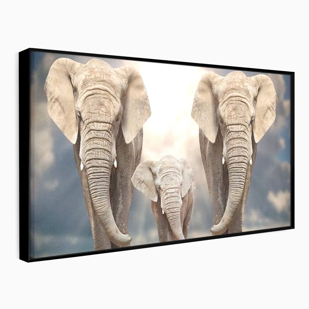 Leinwand Wandkunst Canvas Wandkunst Premium, LuxCanva® M1306, Weiß F Stoßzähne, Gruppe, Licht, Elefanten, Natur, Sonnenaufgang, Erde, Straße, Bewegung, Familie, Huhn, Büro, Wohnen, Wohnzimmer, Kinderzimmer