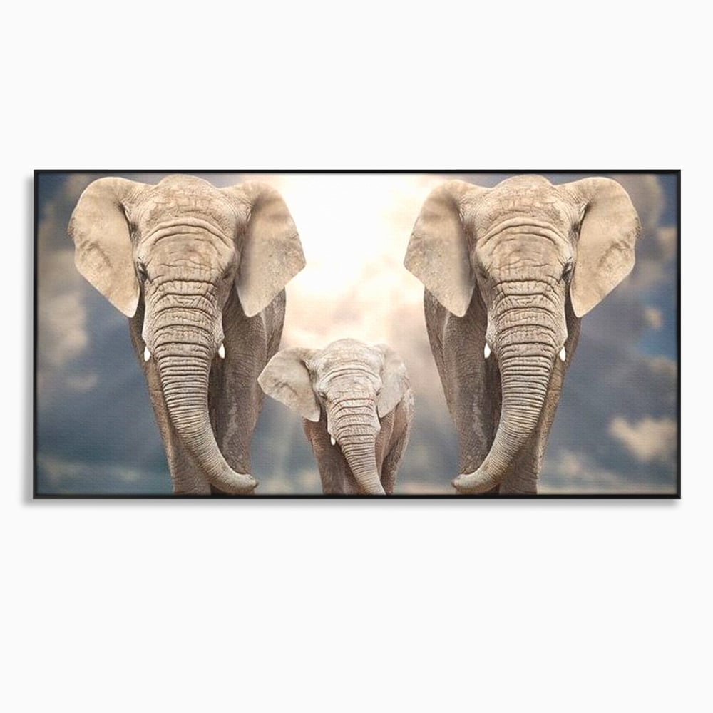 Leinwand Wandkunst Canvas Wandkunst Premium, LuxCanva® M1306, Weiß F Stoßzähne, Gruppe, Licht, Elefanten, Natur, Sonnenaufgang, Erde, Straße, Bewegung, Familie, Huhn, Büro, Wohnen, Wohnzimmer, Kinderzimmer