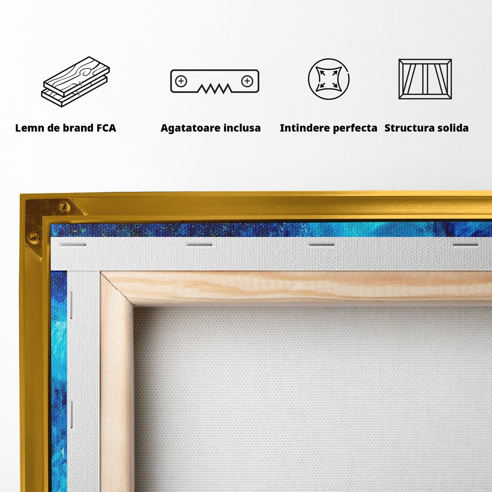 Tablou Canvas Premium, LuxCanva® M1307, Calatorie in Jungla Magica,Albastru, Abstract, Familie, Culori Vibrante, Elefanti, Pictura, Magie, Poveste, Exotic, Birou, Living, Camera Copil