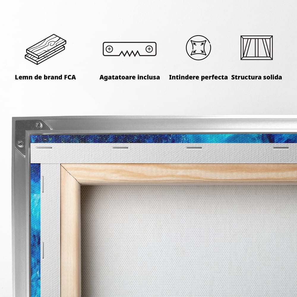 Tablou Canvas Premium, LuxCanva® M1307, Calatorie in Jungla Magica,Albastru, Abstract, Familie, Culori Vibrante, Elefanti, Pictura, Magie, Poveste, Exotic, Birou, Living, Camera Copil