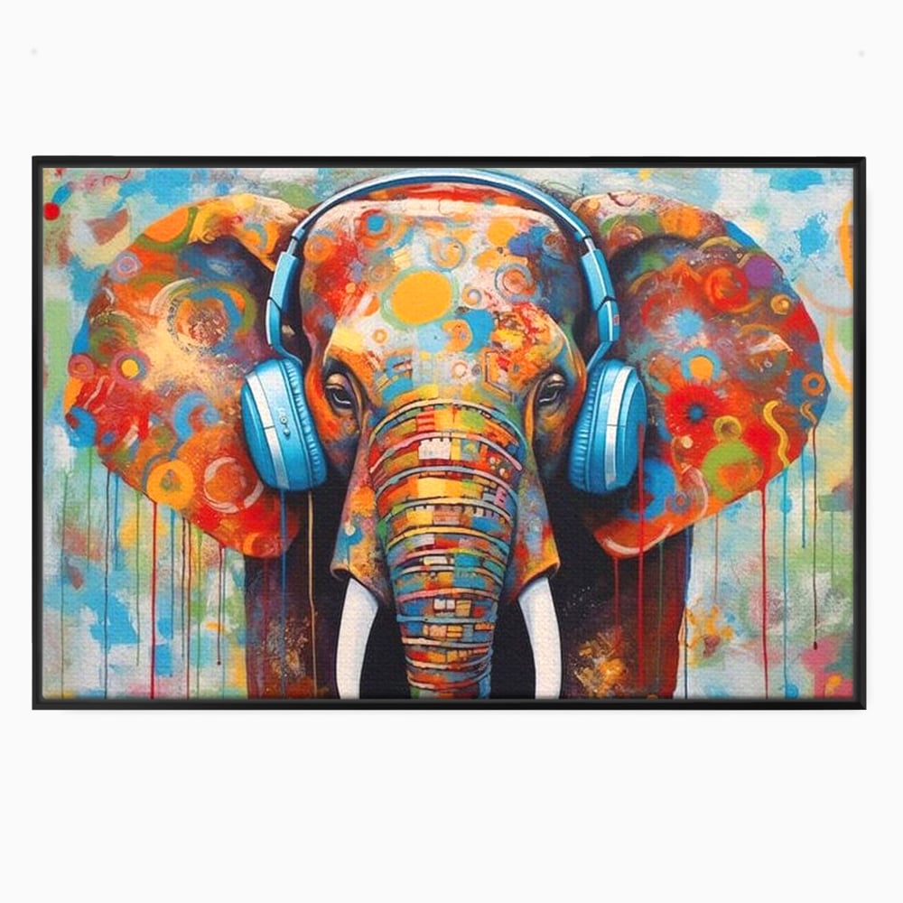 Leinwand Wandbilder Premium, LuxCanva® M1312, Savannah Melody, Funky, Rhythmus, Musik, Elefant, Truhe, Abstrakt, Abstrakt, Malerei, Graffiti, Urban, Tribal, Bunt, Modern, Urban, Büro, Wohnen, Kinderzimmer
