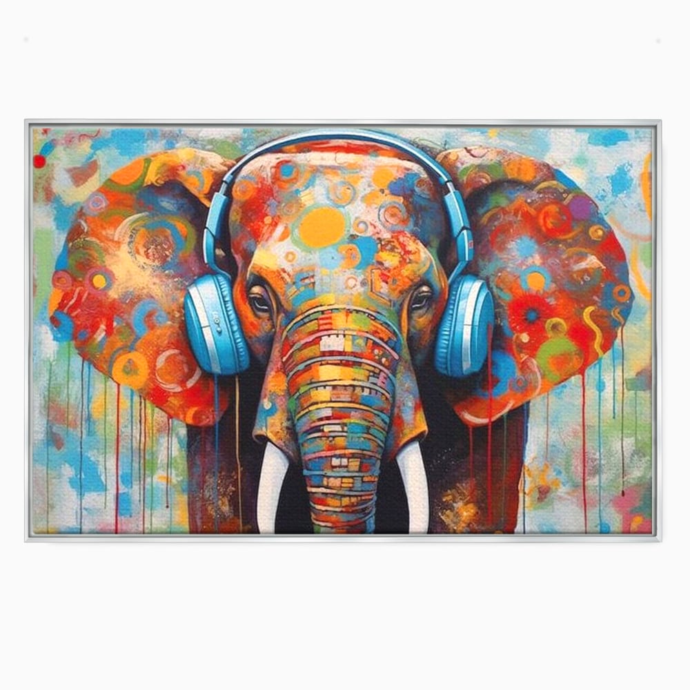 Leinwand Wandbilder Premium, LuxCanva® M1312, Savannah Melody, Funky, Rhythmus, Musik, Elefant, Truhe, Abstrakt, Abstrakt, Malerei, Graffiti, Urban, Tribal, Bunt, Modern, Urban, Büro, Wohnen, Kinderzimmer