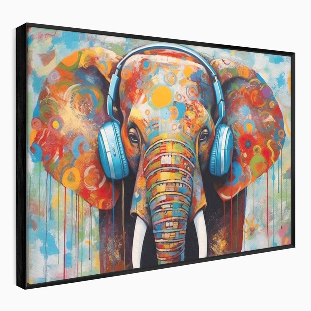 Leinwand Wandbilder Premium, LuxCanva® M1312, Savannah Melody, Funky, Rhythmus, Musik, Elefant, Truhe, Abstrakt, Abstrakt, Malerei, Graffiti, Urban, Tribal, Bunt, Modern, Urban, Büro, Wohnen, Kinderzimmer