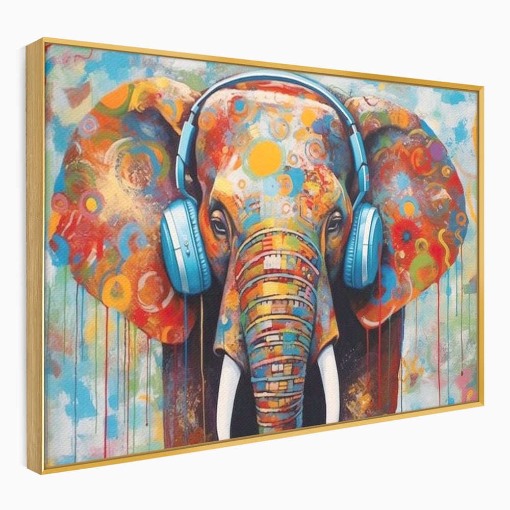 Leinwand Wandbilder Premium, LuxCanva® M1312, Savannah Melody, Funky, Rhythmus, Musik, Elefant, Truhe, Abstrakt, Abstrakt, Malerei, Graffiti, Urban, Tribal, Bunt, Modern, Urban, Büro, Wohnen, Kinderzimmer