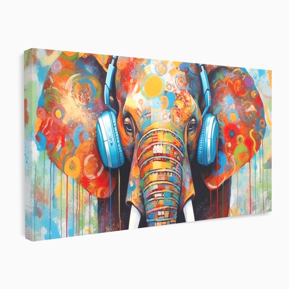 Leinwand Wandbilder Premium, LuxCanva® M1312, Savannah Melody, Funky, Rhythmus, Musik, Elefant, Truhe, Abstrakt, Abstrakt, Malerei, Graffiti, Urban, Tribal, Bunt, Modern, Urban, Büro, Wohnen, Kinderzimmer