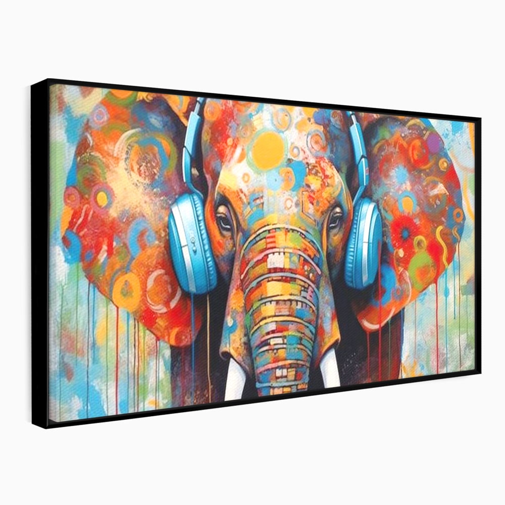 Leinwand Wandbilder Premium, LuxCanva® M1312, Savannah Melody, Funky, Rhythmus, Musik, Elefant, Truhe, Abstrakt, Abstrakt, Malerei, Graffiti, Urban, Tribal, Bunt, Modern, Urban, Büro, Wohnen, Kinderzimmer