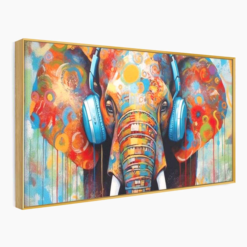 Leinwand Wandbilder Premium, LuxCanva® M1312, Savannah Melody, Funky, Rhythmus, Musik, Elefant, Truhe, Abstrakt, Abstrakt, Malerei, Graffiti, Urban, Tribal, Bunt, Modern, Urban, Büro, Wohnen, Kinderzimmer