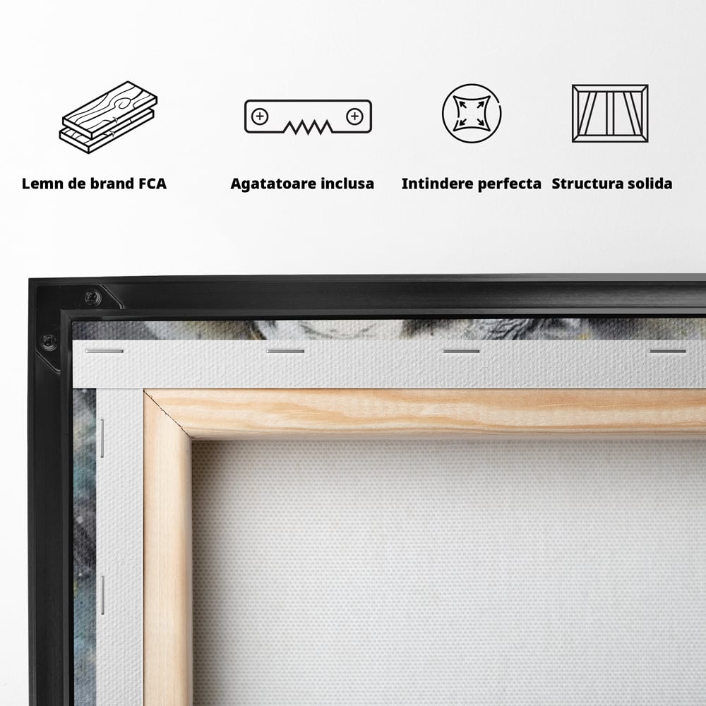 Leinwand Premium Canvas Wandkunst, LuxCanva® M1313, Staub des Universums, Elefant, künstlerisch, Profil, Malerei, Colti, Grafit, Grau, Abstrakt, Realistisch, Tier, Wild, Büro, Wohnen, Kinderzimmer