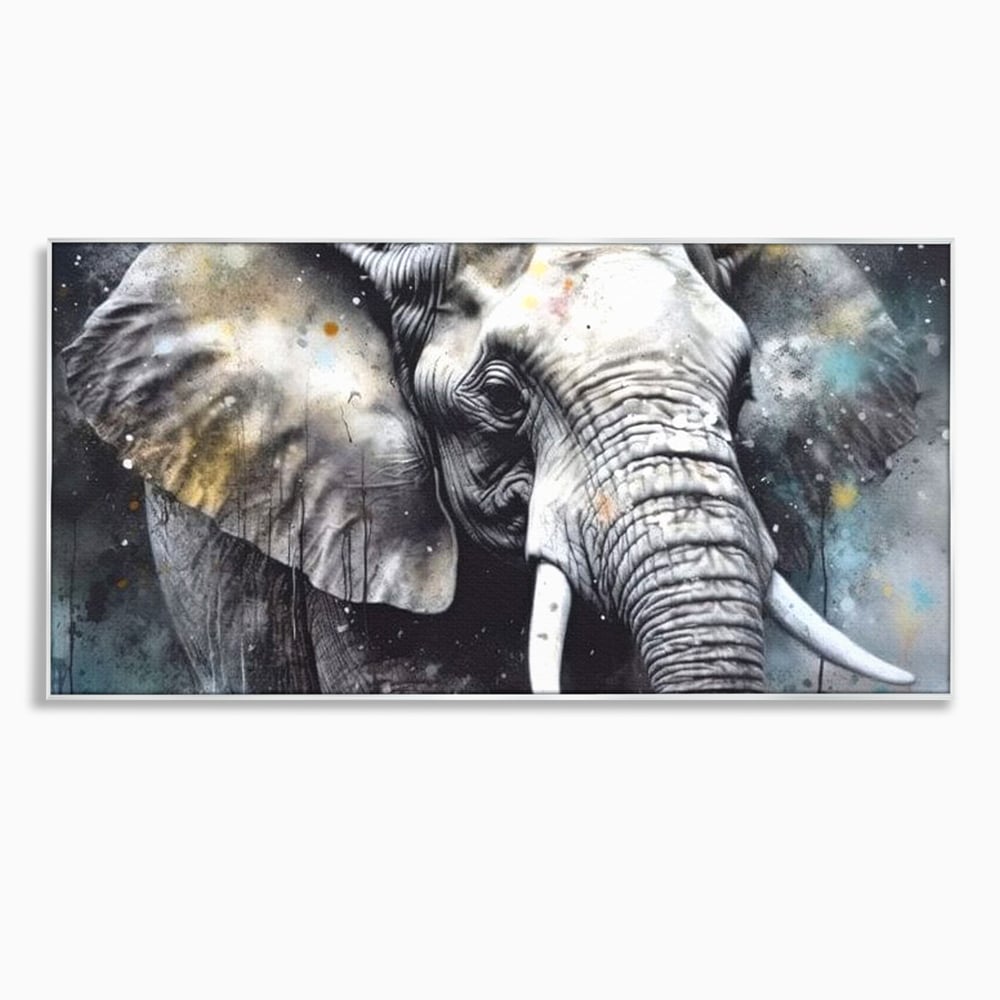Leinwand Premium Canvas Wandkunst, LuxCanva® M1313, Staub des Universums, Elefant, künstlerisch, Profil, Malerei, Colti, Grafit, Grau, Abstrakt, Realistisch, Tier, Wild, Büro, Wohnen, Kinderzimmer