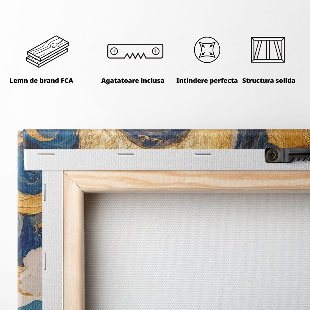 Tablou Canvas Premium, LuxCanva® M1314, Taramul Sclipirilor, Auriu, Valuri, Trompa, Oniric, Elefantel, Pictat, Vis, Dragalas, Magic, Arta Abstracta, Birou, Living, Camera Copil