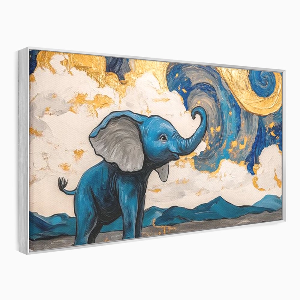 Tablou Canvas Premium, LuxCanva® M1314, Taramul Sclipirilor, Auriu, Valuri, Trompa, Oniric, Elefantel, Pictat, Vis, Dragalas, Magic, Arta Abstracta, Birou, Living, Camera Copil