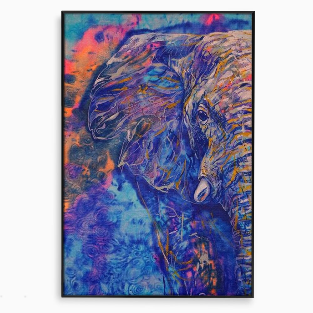 Tablou Canvas Premium, LuxCanva® M1315, Gigantul din Nebuloasa, Abstract, Multicolor, Culori Vibrante, Arta Moderna, Texturat, Elefant, Profil, Fantezie, Birou, Living, Camera Copil