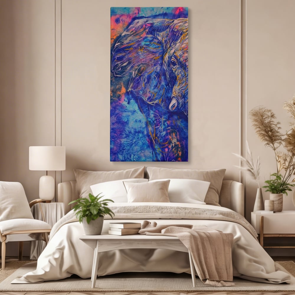 Tablou Canvas Premium, LuxCanva® M1315, Gigantul din Nebuloasa, Abstract, Multicolor, Culori Vibrante, Arta Moderna, Texturat, Elefant, Profil, Fantezie, Birou, Living, Camera Copil