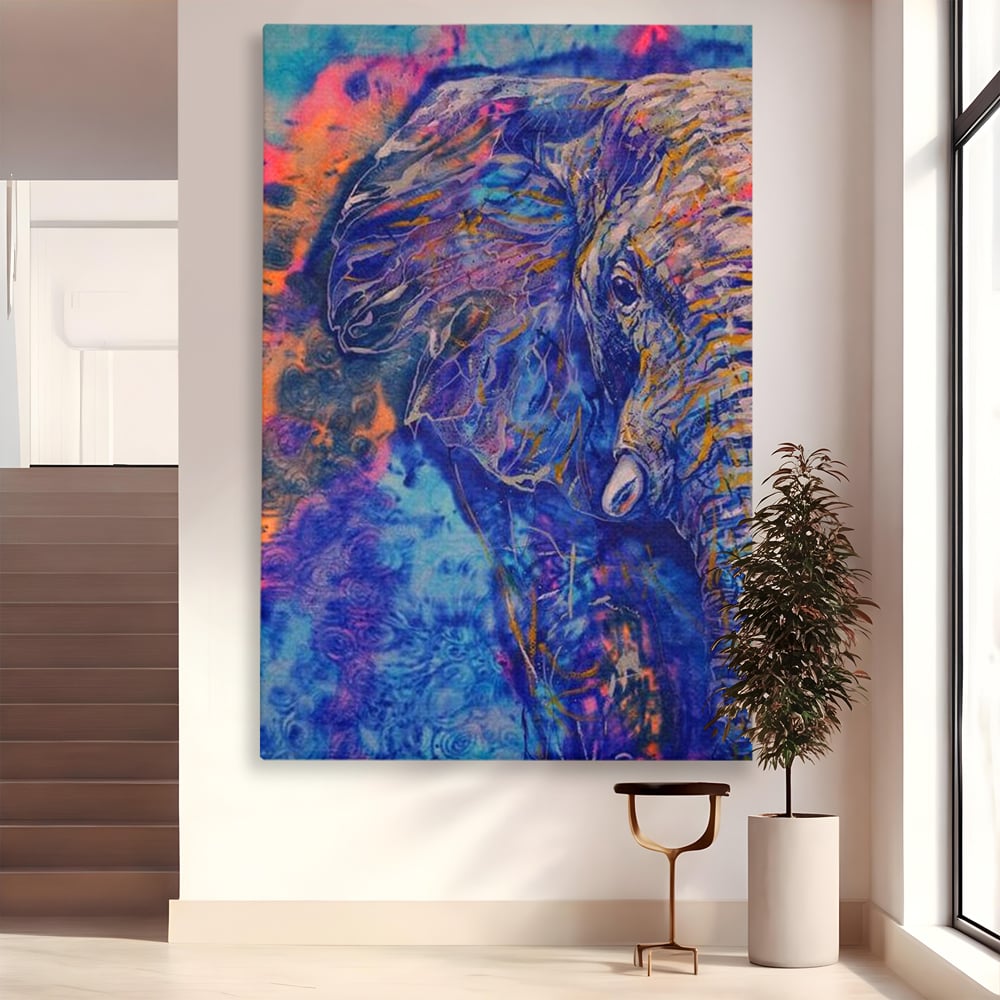 Tablou Canvas Premium, LuxCanva® M1315, Gigantul din Nebuloasa, Abstract, Multicolor, Culori Vibrante, Arta Moderna, Texturat, Elefant, Profil, Fantezie, Birou, Living, Camera Copil