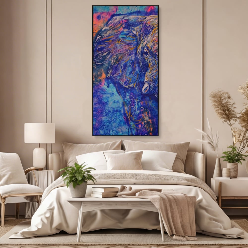 Tablou Canvas Premium, LuxCanva® M1315, Gigantul din Nebuloasa, Abstract, Multicolor, Culori Vibrante, Arta Moderna, Texturat, Elefant, Profil, Fantezie, Birou, Living, Camera Copil