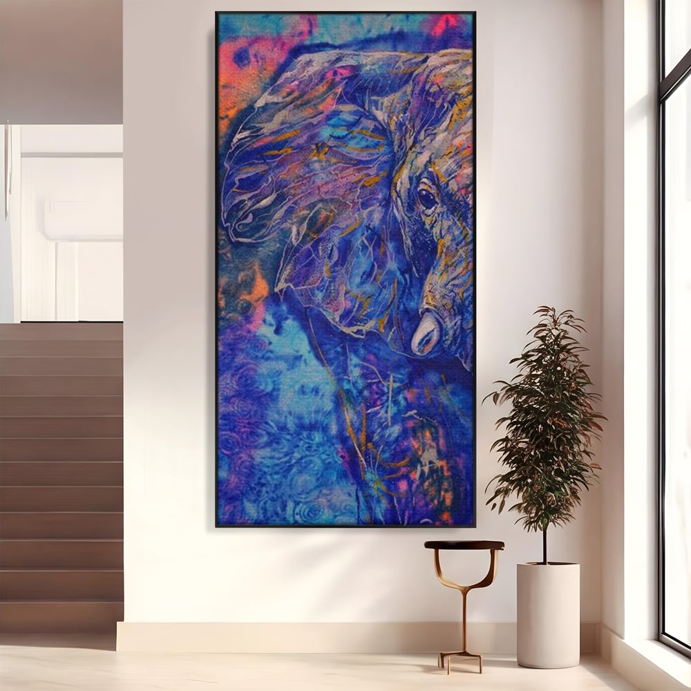 Tablou Canvas Premium, LuxCanva® M1315, Gigantul din Nebuloasa, Abstract, Multicolor, Culori Vibrante, Arta Moderna, Texturat, Elefant, Profil, Fantezie, Birou, Living, Camera Copil