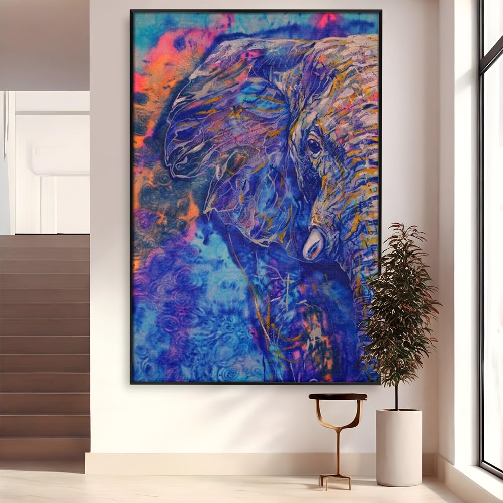 Tablou Canvas Premium, LuxCanva® M1315, Gigantul din Nebuloasa, Abstract, Multicolor, Culori Vibrante, Arta Moderna, Texturat, Elefant, Profil, Fantezie, Birou, Living, Camera Copil