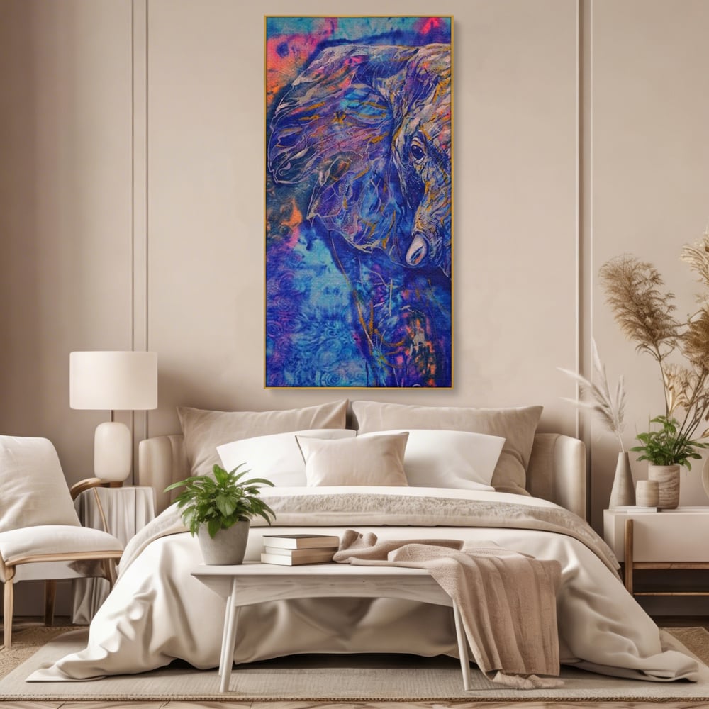 Tablou Canvas Premium, LuxCanva® M1315, Gigantul din Nebuloasa, Abstract, Multicolor, Culori Vibrante, Arta Moderna, Texturat, Elefant, Profil, Fantezie, Birou, Living, Camera Copil