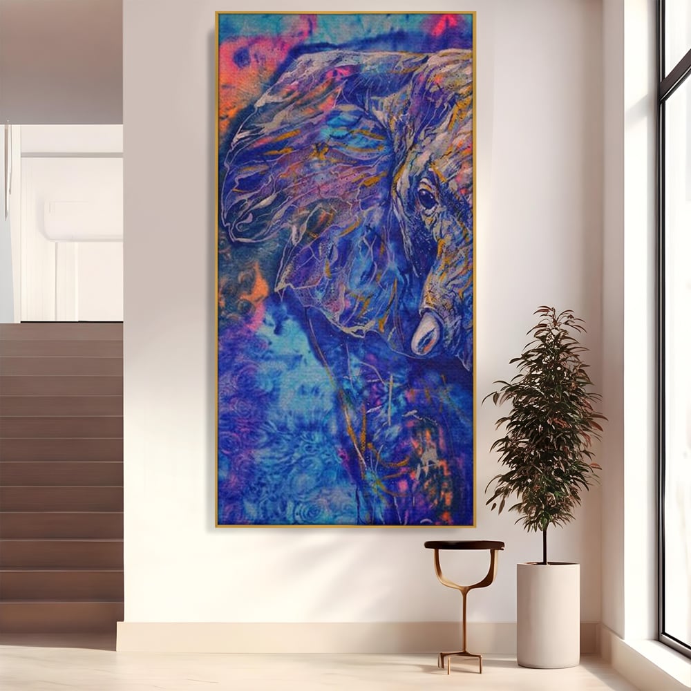 Tablou Canvas Premium, LuxCanva® M1315, Gigantul din Nebuloasa, Abstract, Multicolor, Culori Vibrante, Arta Moderna, Texturat, Elefant, Profil, Fantezie, Birou, Living, Camera Copil