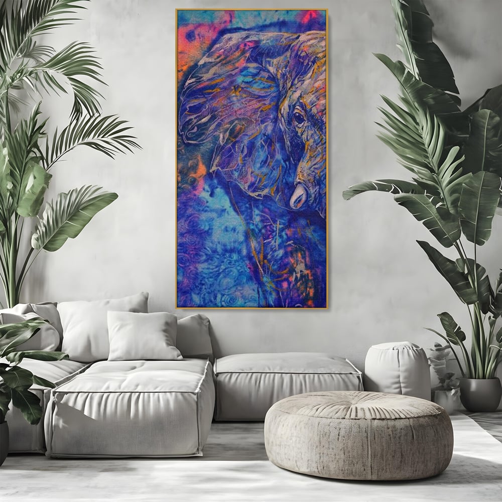Tablou Canvas Premium, LuxCanva® M1315, Gigantul din Nebuloasa, Abstract, Multicolor, Culori Vibrante, Arta Moderna, Texturat, Elefant, Profil, Fantezie, Birou, Living, Camera Copil