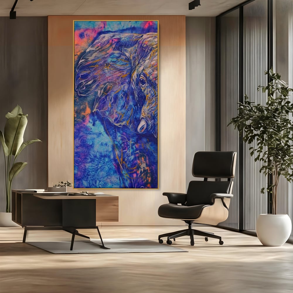 Tablou Canvas Premium, LuxCanva® M1315, Gigantul din Nebuloasa, Abstract, Multicolor, Culori Vibrante, Arta Moderna, Texturat, Elefant, Profil, Fantezie, Birou, Living, Camera Copil