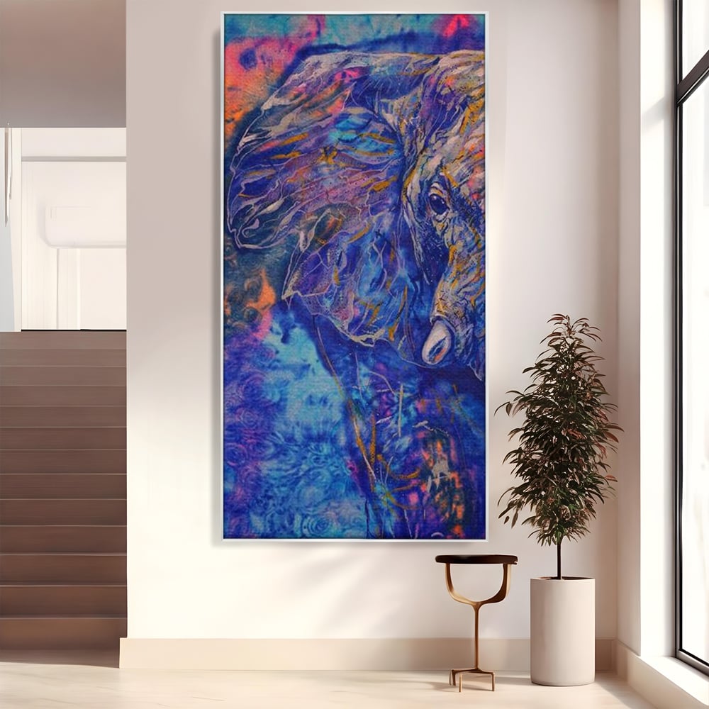 Tablou Canvas Premium, LuxCanva® M1315, Gigantul din Nebuloasa, Abstract, Multicolor, Culori Vibrante, Arta Moderna, Texturat, Elefant, Profil, Fantezie, Birou, Living, Camera Copil