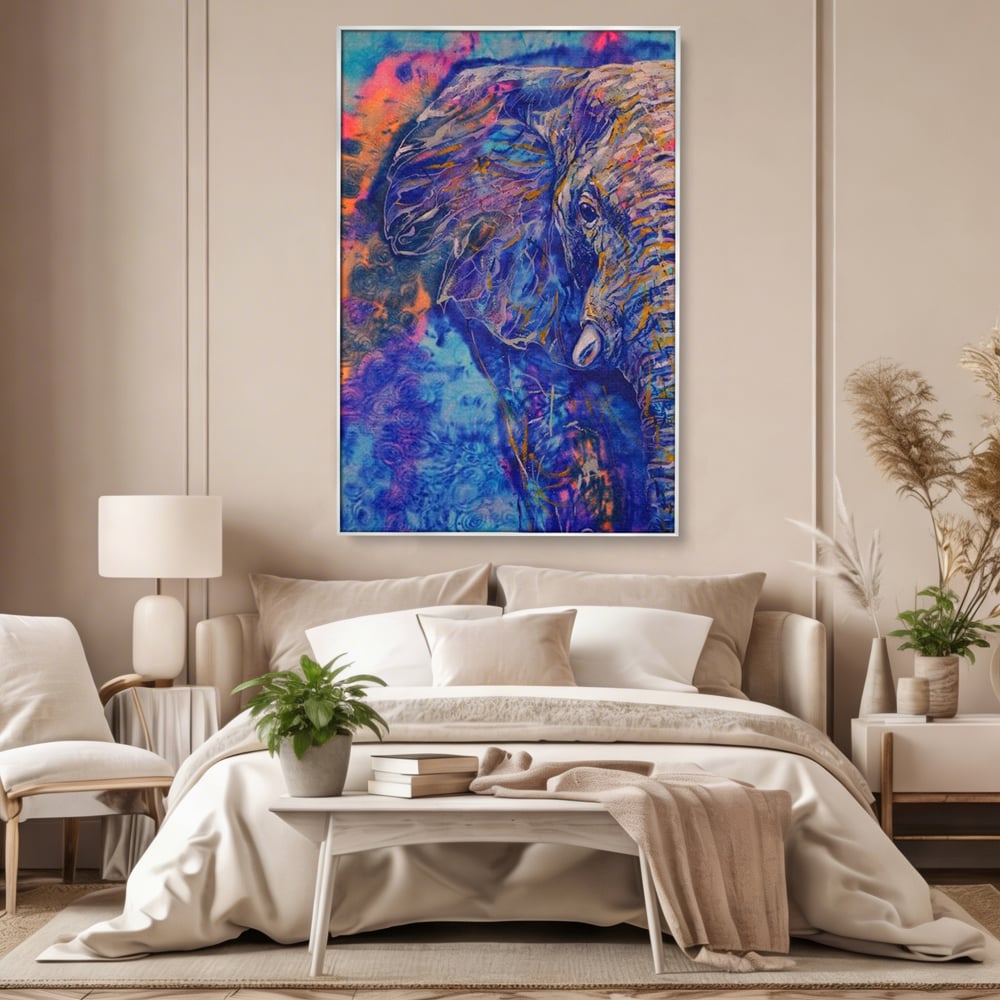 Tablou Canvas Premium, LuxCanva® M1315, Gigantul din Nebuloasa, Abstract, Multicolor, Culori Vibrante, Arta Moderna, Texturat, Elefant, Profil, Fantezie, Birou, Living, Camera Copil