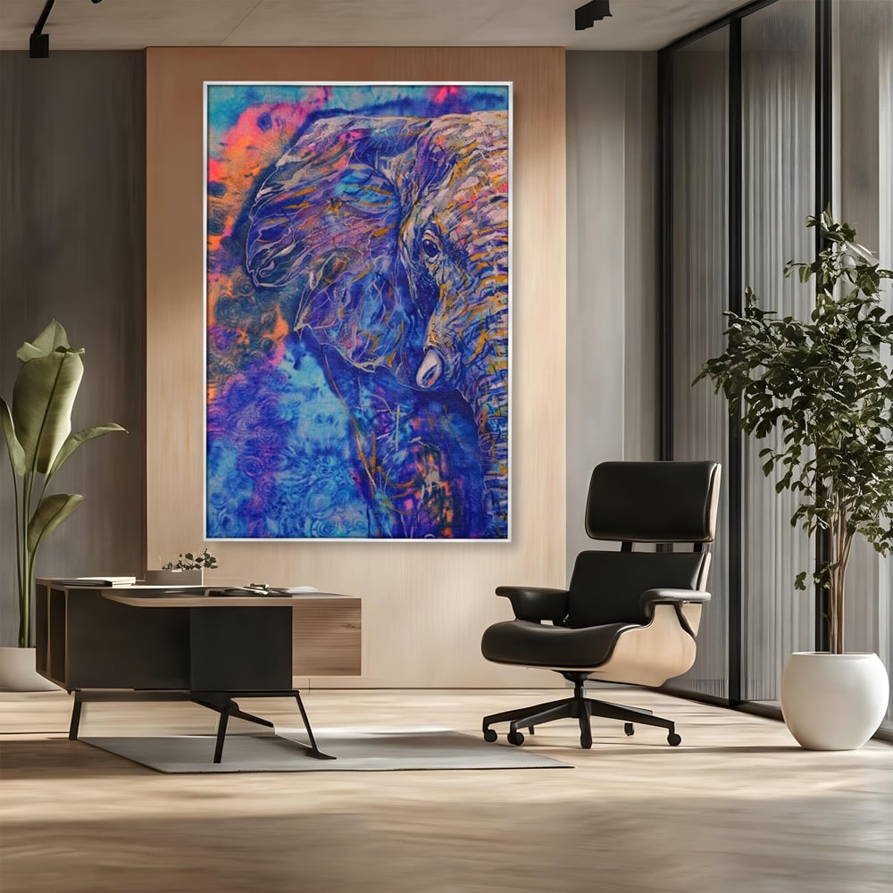 Tablou Canvas Premium, LuxCanva® M1315, Gigantul din Nebuloasa, Abstract, Multicolor, Culori Vibrante, Arta Moderna, Texturat, Elefant, Profil, Fantezie, Birou, Living, Camera Copil
