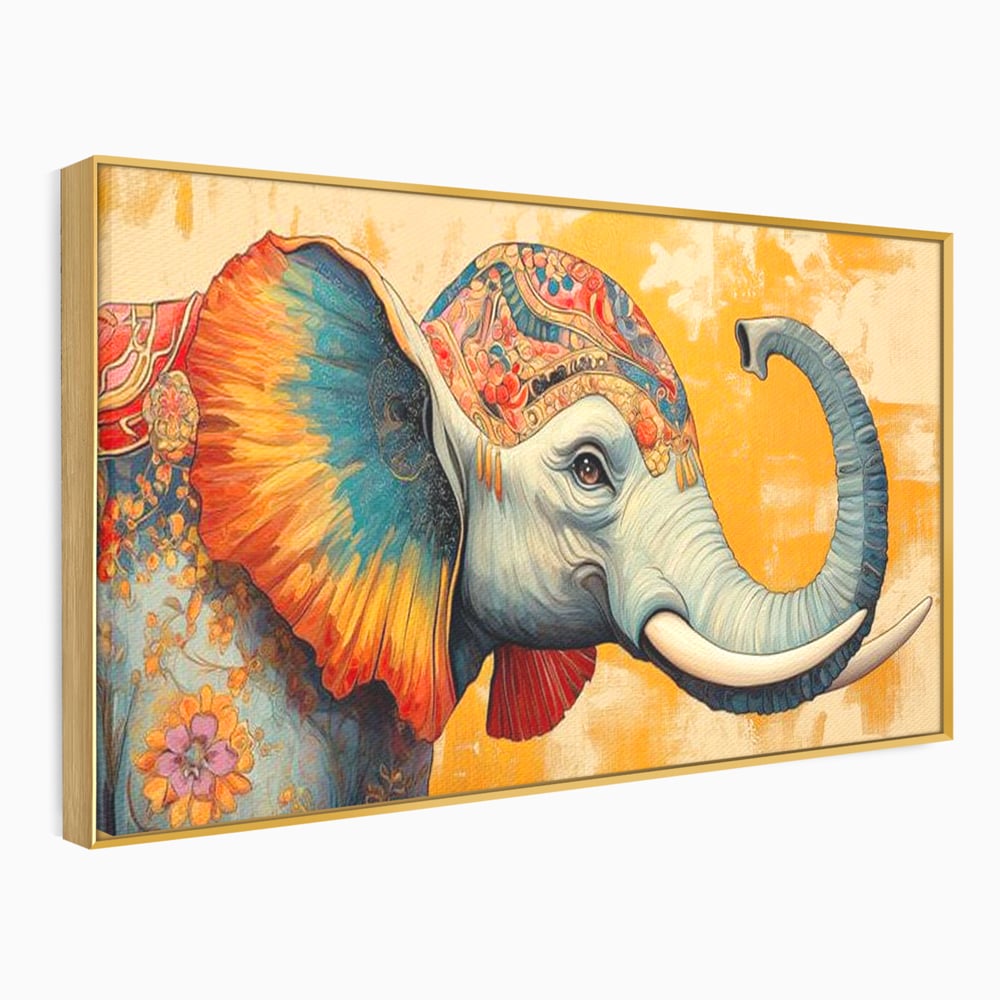 Leinwand Premium Canvas Wandkunst, LuxCanva® M1316, Orientalische Geschichte, Floral, Harmonie, Orientalisch, Ethnisch, Ohren, Elefant, Profil, Wandkunst, Abstrakt, Büro, Wohnzimmer, Kinderzimmer