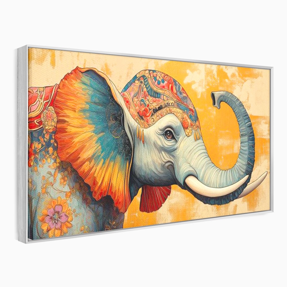 Leinwand Premium Canvas Wandkunst, LuxCanva® M1316, Orientalische Geschichte, Floral, Harmonie, Orientalisch, Ethnisch, Ohren, Elefant, Profil, Wandkunst, Abstrakt, Büro, Wohnzimmer, Kinderzimmer