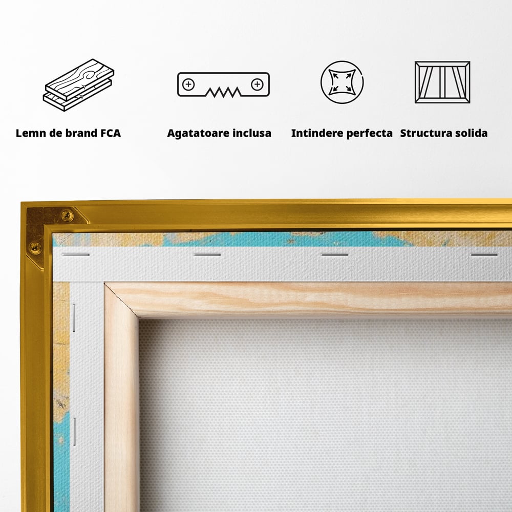 Leinwand Wandkunst Canvas Premium, LuxCanva® M1318, Pastell Freude, Elefant, Porträt, Gold, strukturiert, Vintage, niedlich, Trompete, Ohren, Glück, Lächeln, Unschuld, Büro, Wohnen, Kinderzimmer