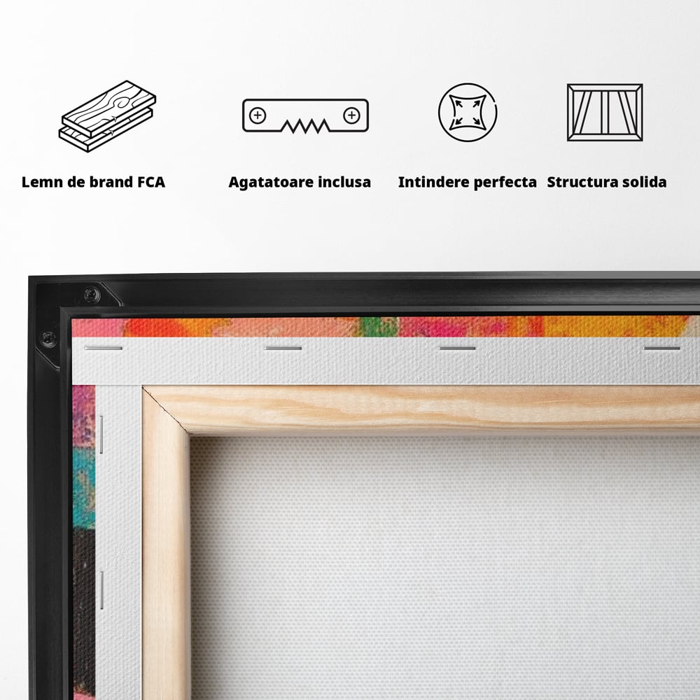 Tablou Canvas Premium, LuxCanva® M1319, Pe Urmele Mamei, Familie, Mama, Pui, Elefant, Arta Abstracta, Mozaic, Dragoste, Copilarie, Multicolor, Legatura, Birou, Living, Camera Copil