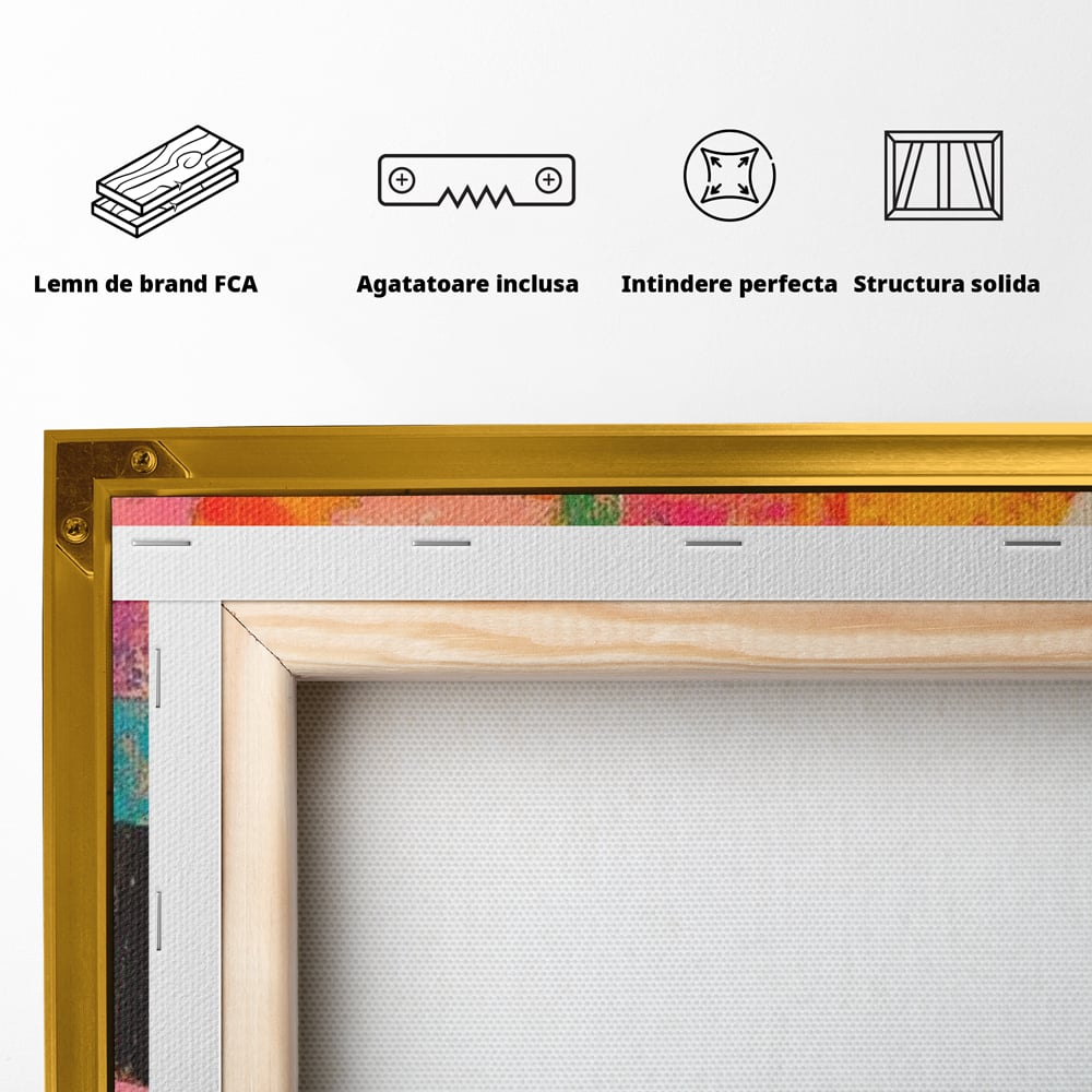 Tablou Canvas Premium, LuxCanva® M1319, Pe Urmele Mamei, Familie, Mama, Pui, Elefant, Arta Abstracta, Mozaic, Dragoste, Copilarie, Multicolor, Legatura, Birou, Living, Camera Copil