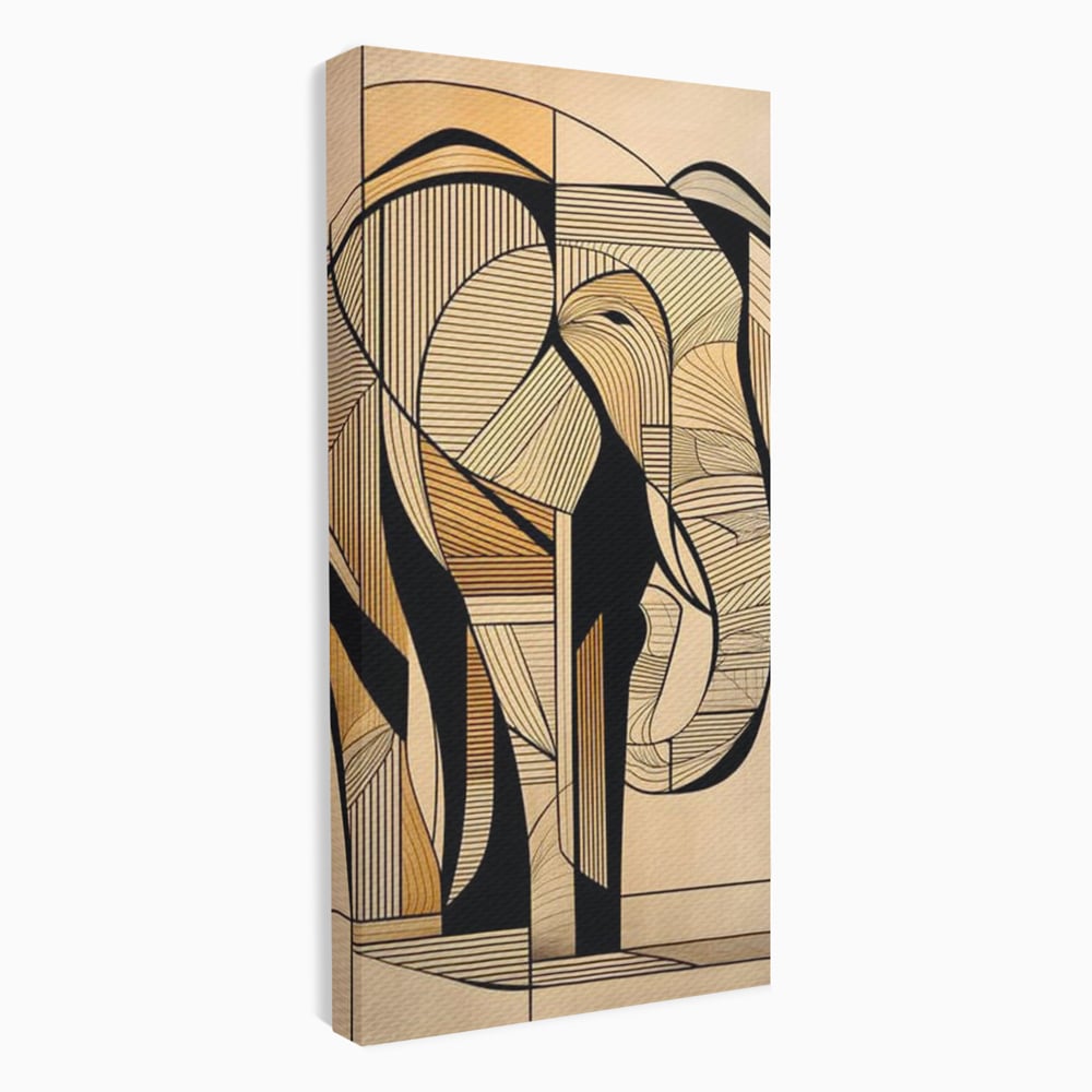 Leinwand Premium Canvas Wandkunst, LuxCanva® M1321, Natürliche Umrisse, Formen, Linien, Geometrisch, Elefant, Abstrakte Kunst, Kubismus, Modern, Umriss, Umriss, Zeichnung, Kreativ, Büro, Wohnen, Kinderzimmer