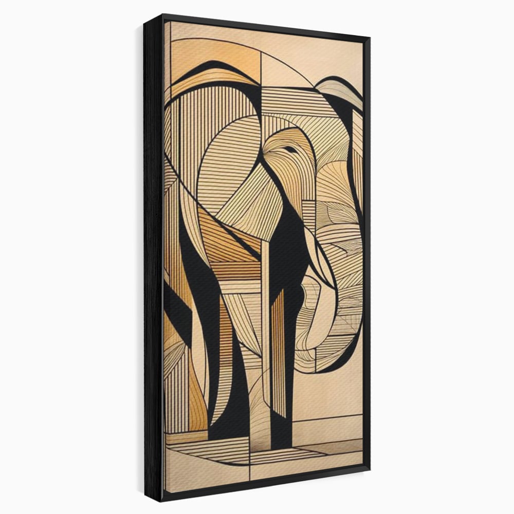 Leinwand Premium Canvas Wandkunst, LuxCanva® M1321, Natürliche Umrisse, Formen, Linien, Geometrisch, Elefant, Abstrakte Kunst, Kubismus, Modern, Umriss, Umriss, Zeichnung, Kreativ, Büro, Wohnen, Kinderzimmer