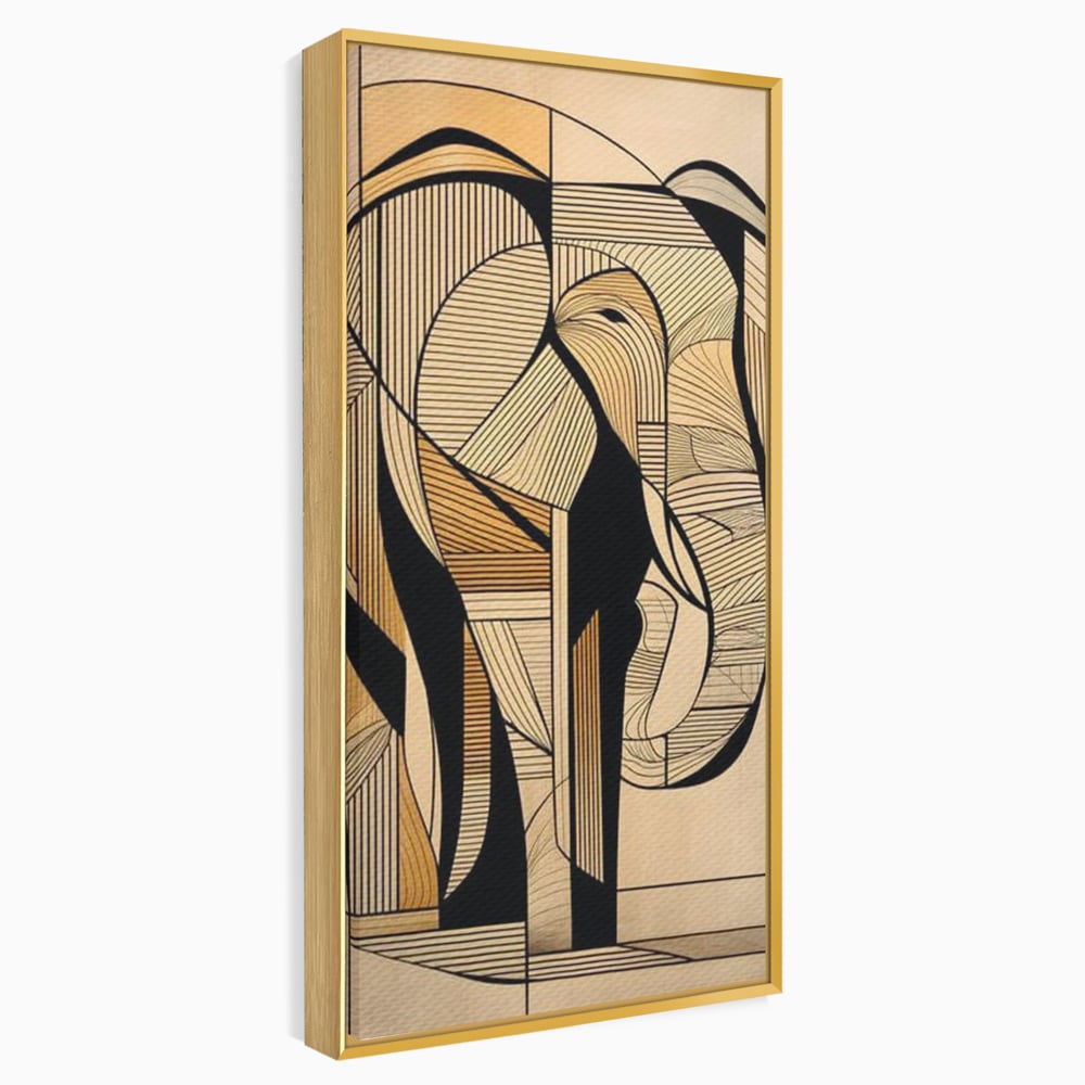 Leinwand Premium Canvas Wandkunst, LuxCanva® M1321, Natürliche Umrisse, Formen, Linien, Geometrisch, Elefant, Abstrakte Kunst, Kubismus, Modern, Umriss, Umriss, Zeichnung, Kreativ, Büro, Wohnen, Kinderzimmer