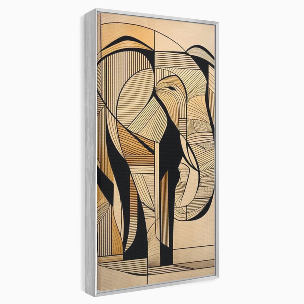 Leinwand Premium Canvas Wandkunst, LuxCanva® M1321, Natürliche Umrisse, Formen, Linien, Geometrisch, Elefant, Abstrakte Kunst, Kubismus, Modern, Umriss, Umriss, Zeichnung, Kreativ, Büro, Wohnen, Kinderzimmer
