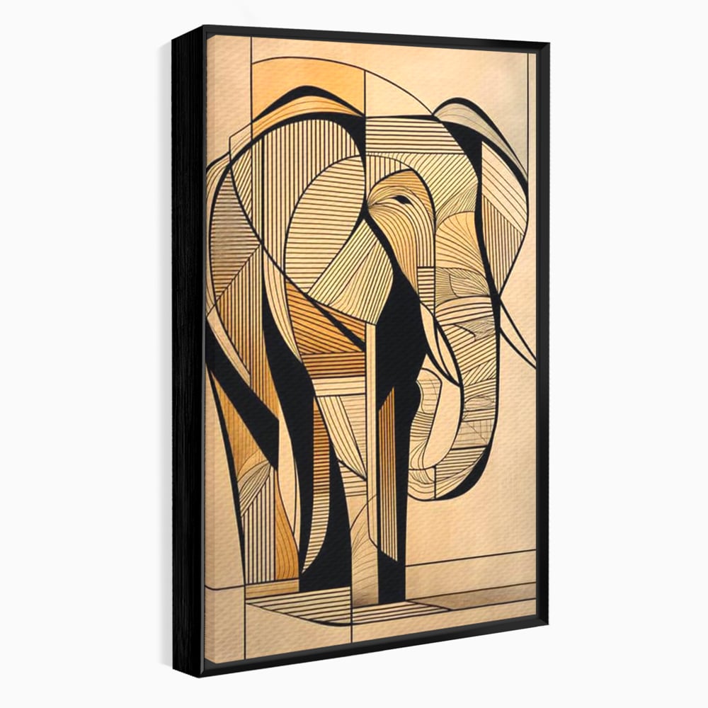 Leinwand Premium Canvas Wandkunst, LuxCanva® M1321, Natürliche Umrisse, Formen, Linien, Geometrisch, Elefant, Abstrakte Kunst, Kubismus, Modern, Umriss, Umriss, Zeichnung, Kreativ, Büro, Wohnen, Kinderzimmer