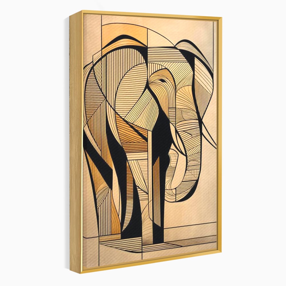 Leinwand Premium Canvas Wandkunst, LuxCanva® M1321, Natürliche Umrisse, Formen, Linien, Geometrisch, Elefant, Abstrakte Kunst, Kubismus, Modern, Umriss, Umriss, Zeichnung, Kreativ, Büro, Wohnen, Kinderzimmer