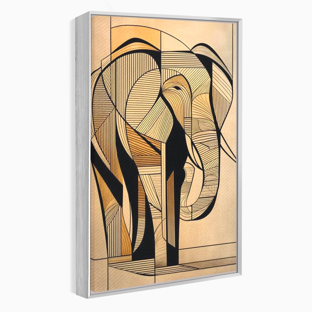 Leinwand Premium Canvas Wandkunst, LuxCanva® M1321, Natürliche Umrisse, Formen, Linien, Geometrisch, Elefant, Abstrakte Kunst, Kubismus, Modern, Umriss, Umriss, Zeichnung, Kreativ, Büro, Wohnen, Kinderzimmer