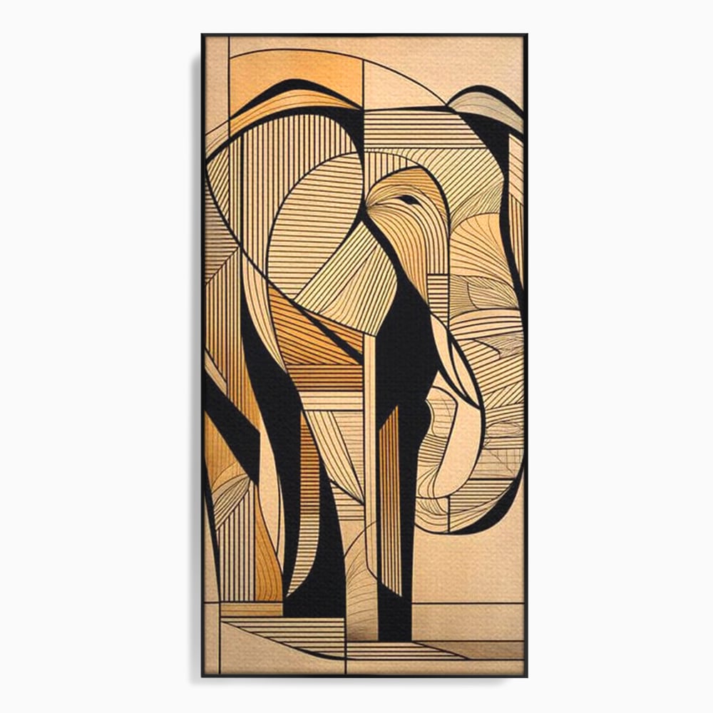 Leinwand Premium Canvas Wandkunst, LuxCanva® M1321, Natürliche Umrisse, Formen, Linien, Geometrisch, Elefant, Abstrakte Kunst, Kubismus, Modern, Umriss, Umriss, Zeichnung, Kreativ, Büro, Wohnen, Kinderzimmer