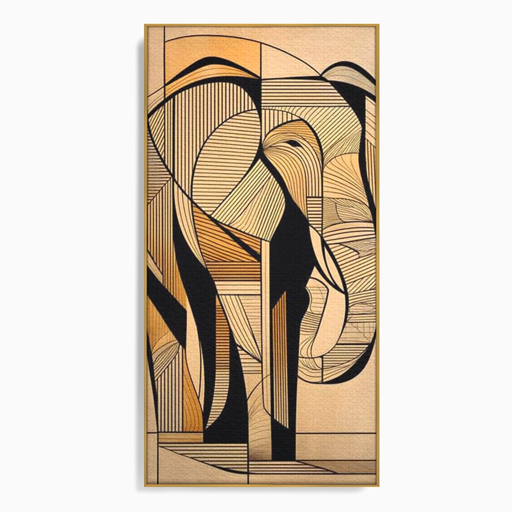 Leinwand Premium Canvas Wandkunst, LuxCanva® M1321, Natürliche Umrisse, Formen, Linien, Geometrisch, Elefant, Abstrakte Kunst, Kubismus, Modern, Umriss, Umriss, Zeichnung, Kreativ, Büro, Wohnen, Kinderzimmer