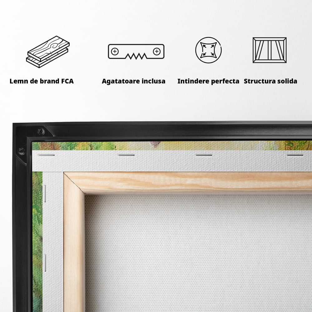 Tablou Canvas Premium, LuxCanva® M1322, Gradina Elefantilor, Afectiune, Mama, Pui, Gradina, Flori, Pictura, Culori Vibrante, Primavara, Elefanti, Dragut, Birou, Living, Camera Copil
